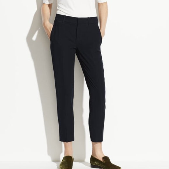 Vince Pants - Vince Flat Front Dark Navy Crop Trousers Pants 12